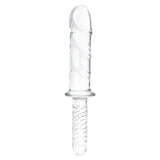 11" Girthy Cock Double Ended Glass Dildo With Handle