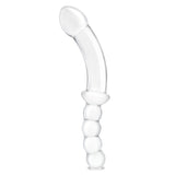 10" Double Sided Curved Glass Dildo With Glass Anal Beads