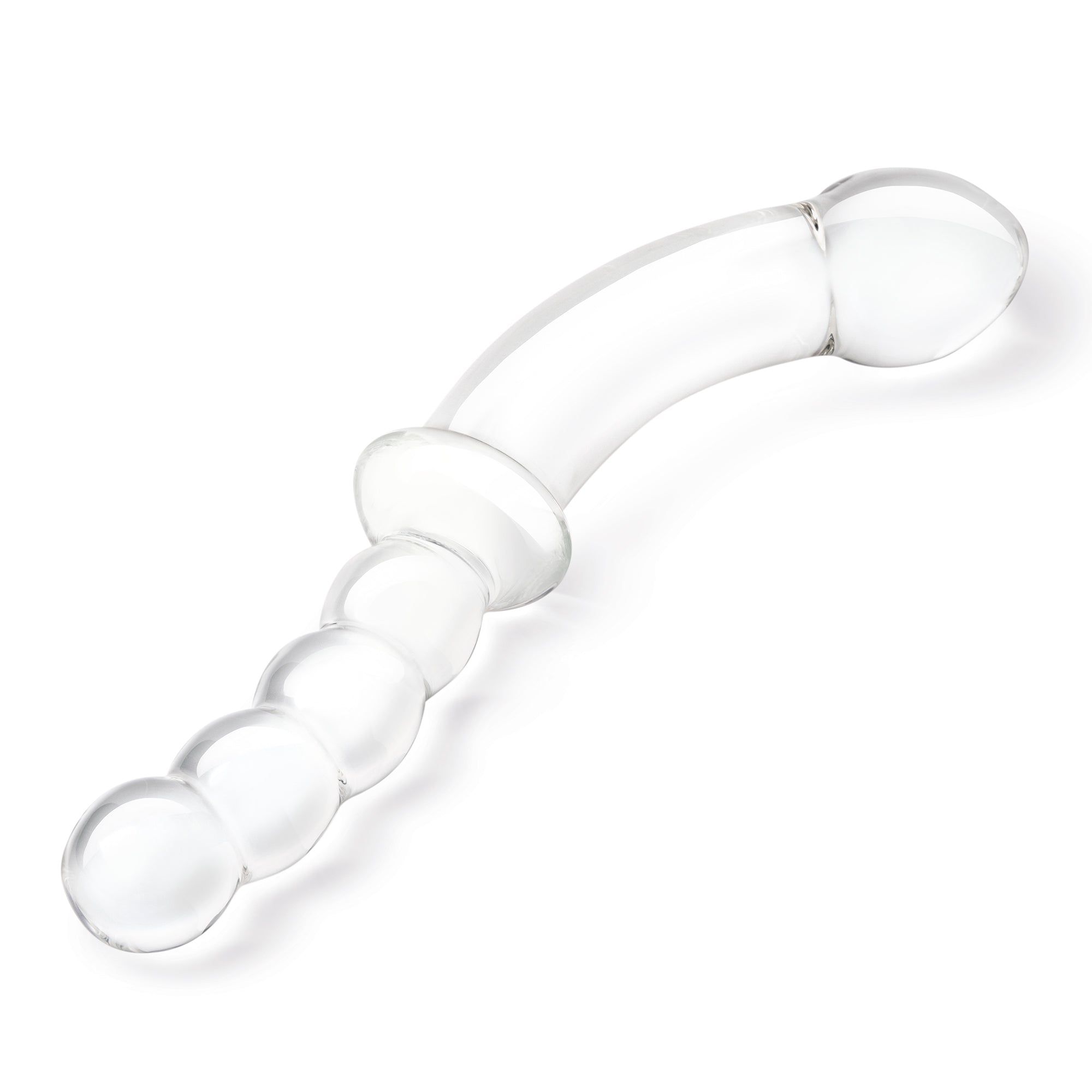 Double Sided Curved Dildo With Anal Beads