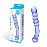 7" Purple Rain Ribbed Glass Dildo