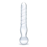 5.75" Joystick Spiral Clear RIppled Glass Dildo