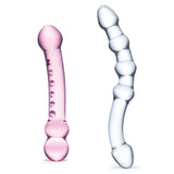 2-Piece Double Pleasure Glass Dildo Set With Beads