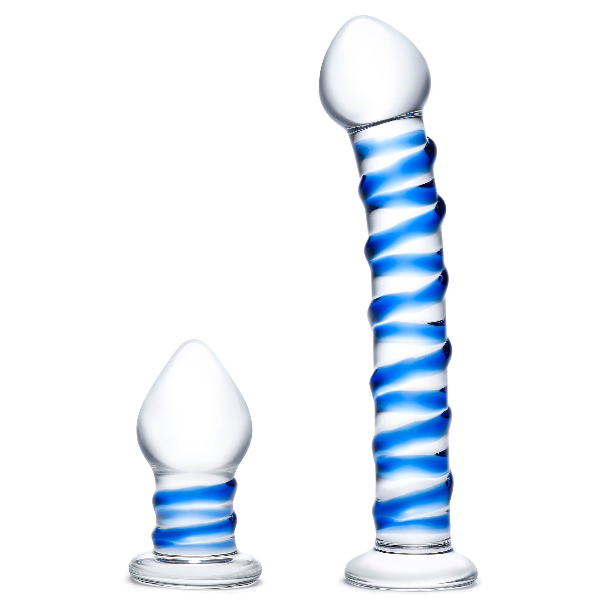 Blue Swirly Dildo & Butt Plug Set