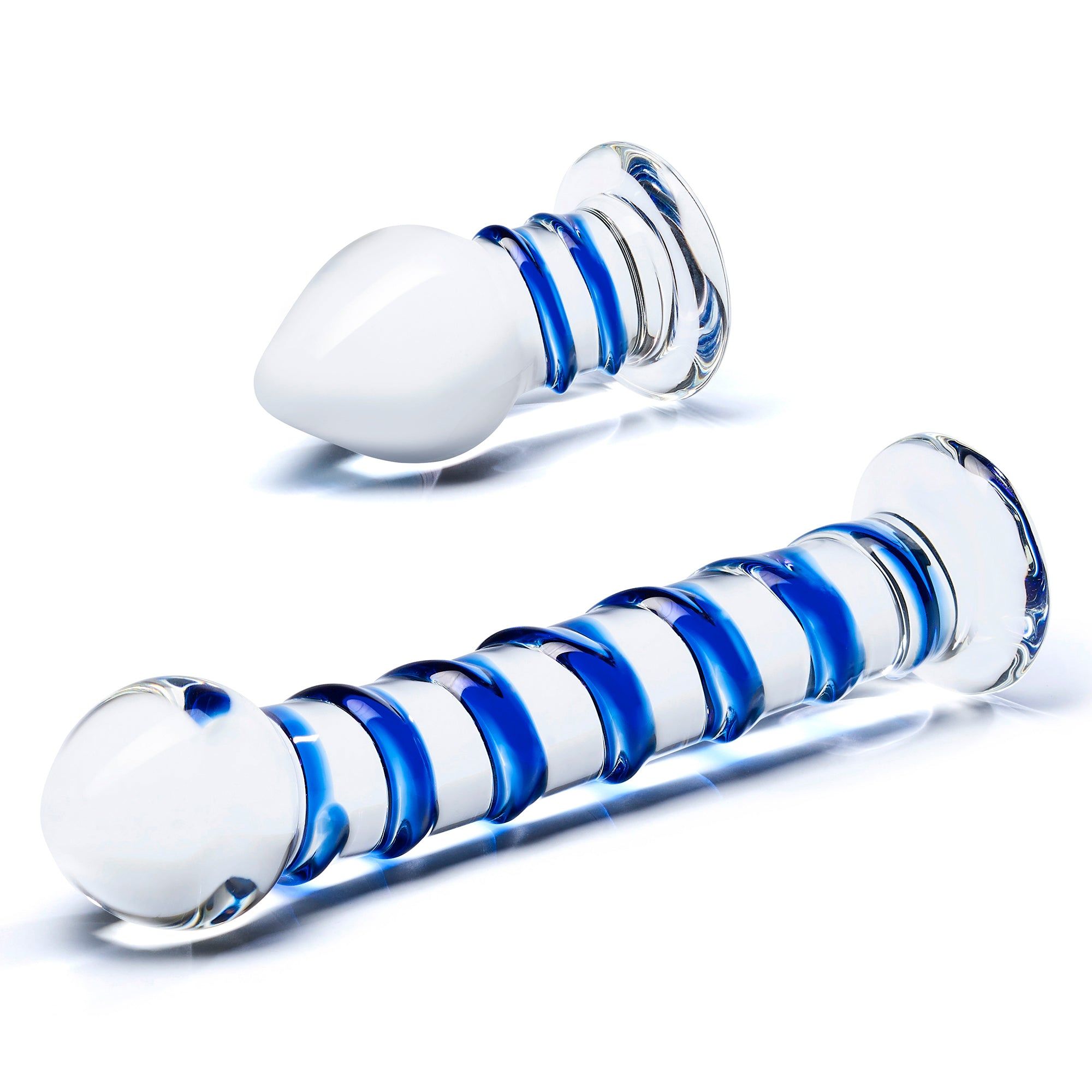 Blue Swirly Dildo & Butt Plug Set