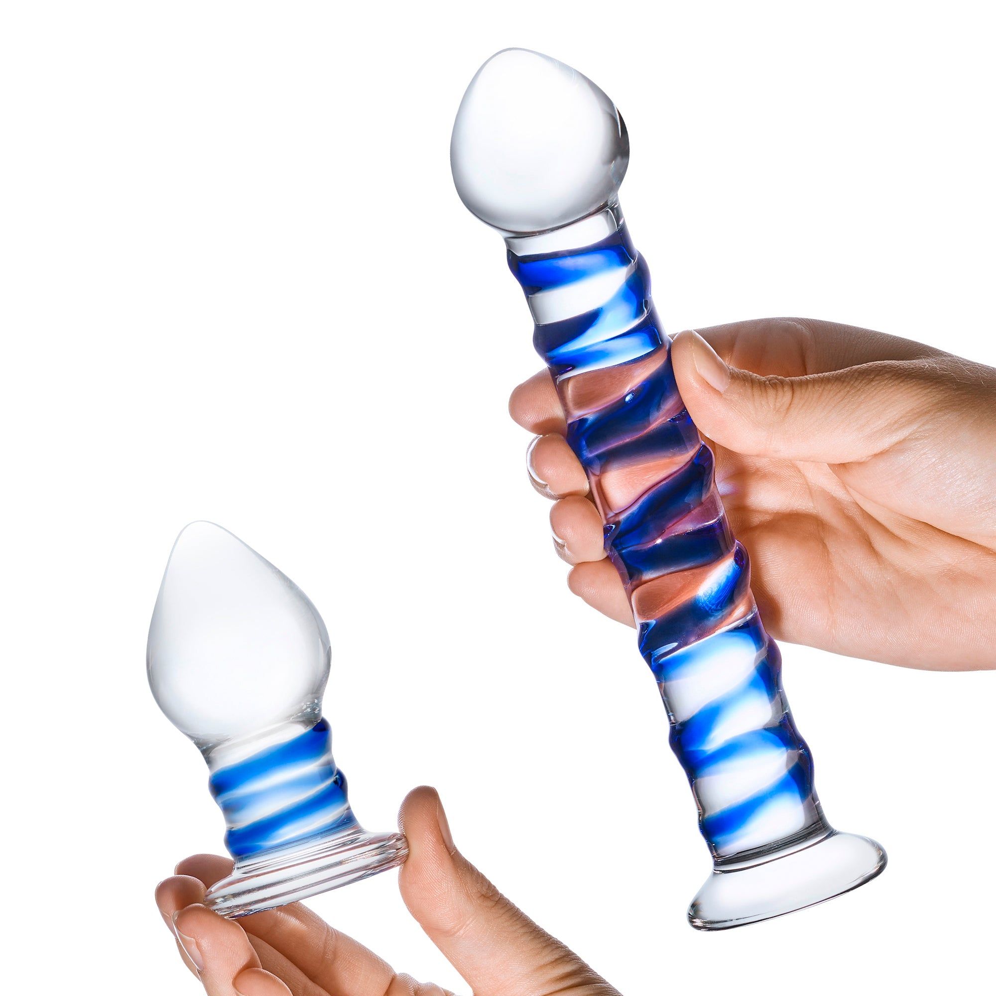 Blue Swirly Dildo & Butt Plug Set