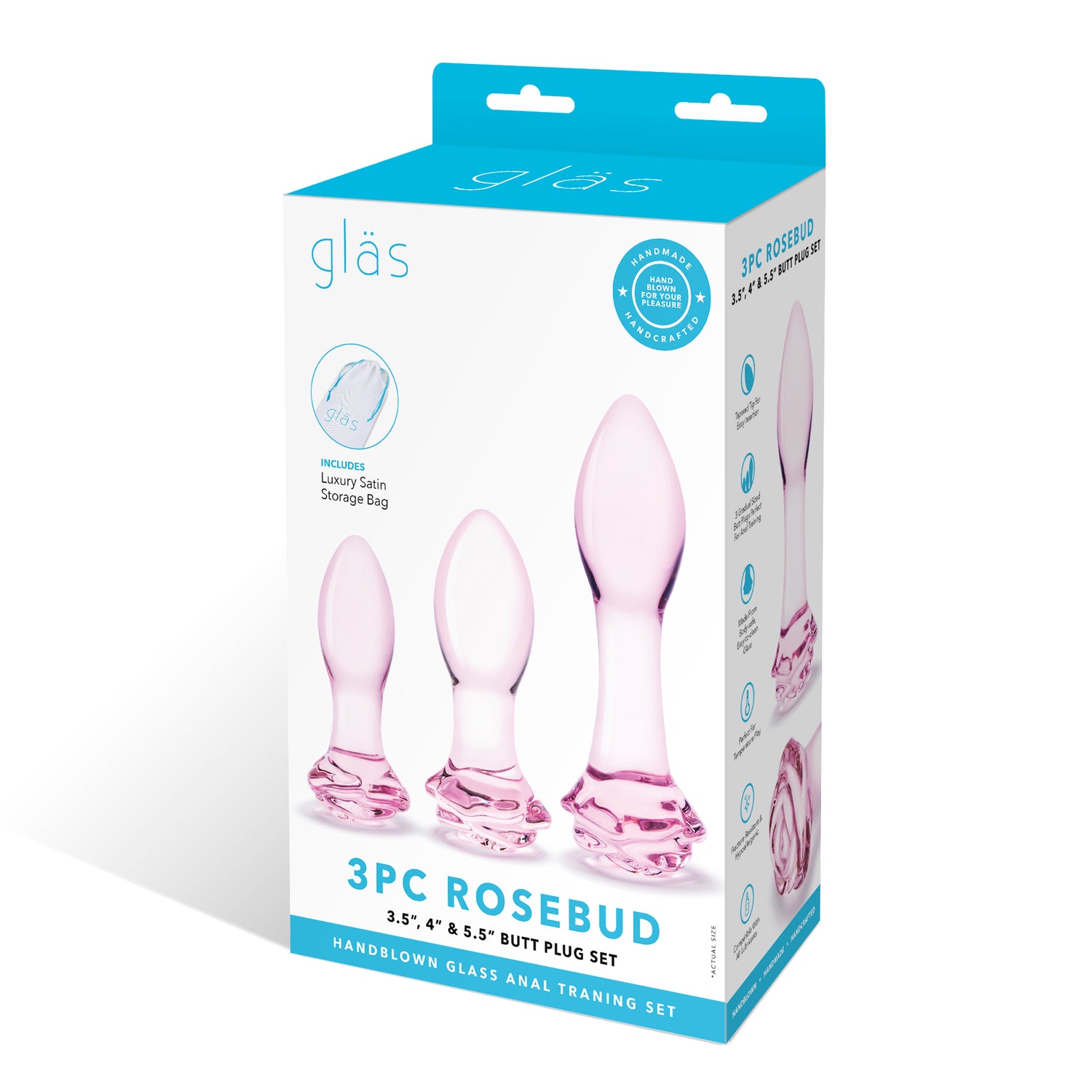 Rose Butt Plug Set - 3 Piece Training Sizes | By Gls Rose Butt Plug Set - 3 Piece Training Sizes | By Gls