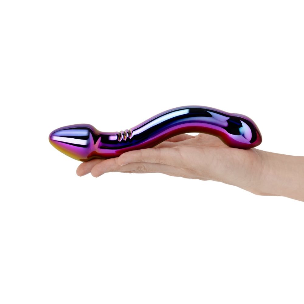 Iridescent Chrome S Curved Double Dildo