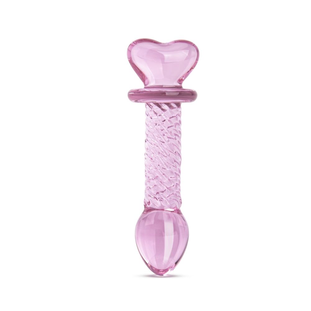 6.25" Pink Love Crystal Heart Ribbed Dildo