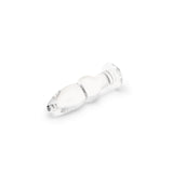 Clear glass anal plug with bulbous head on a white background