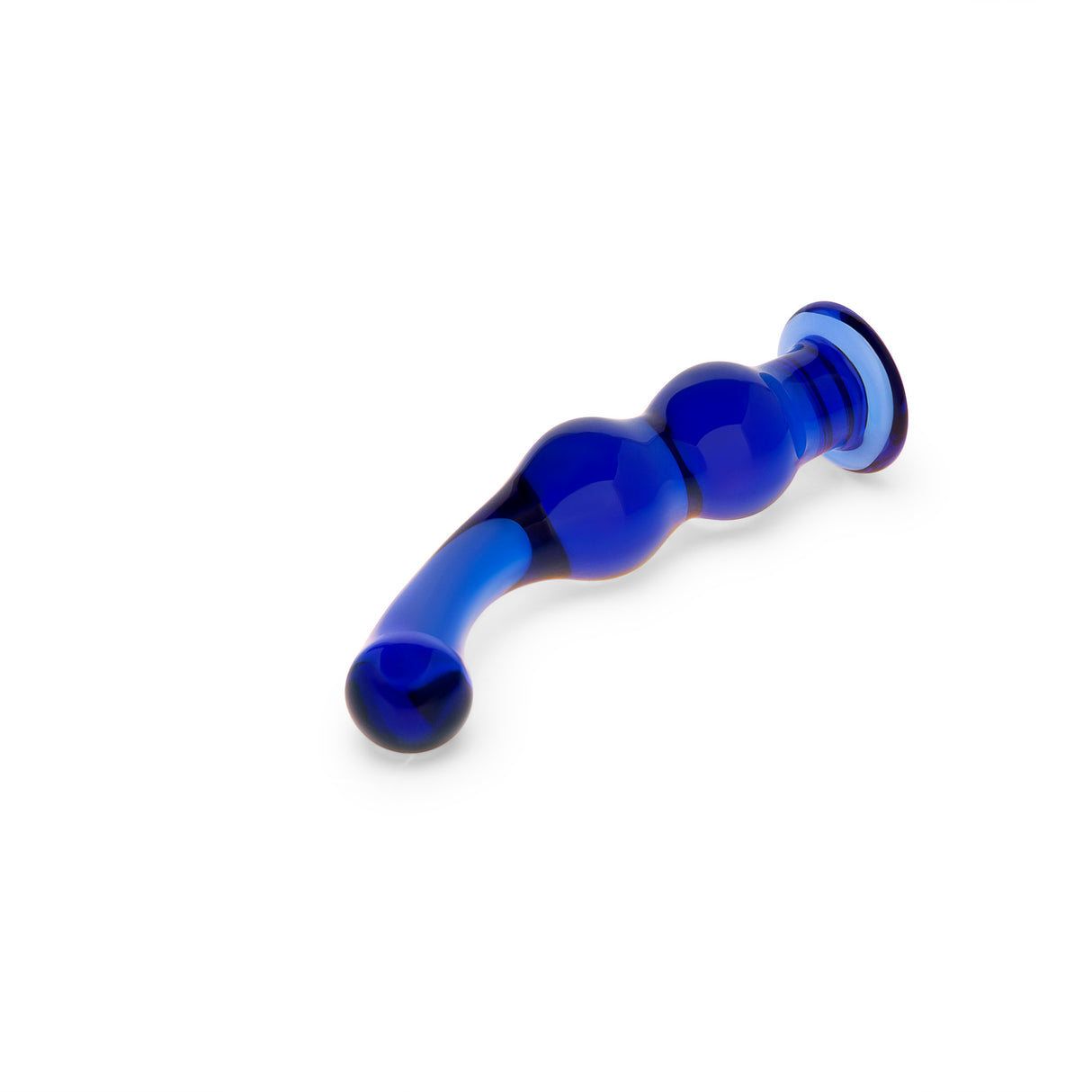 Blue glass dildo on a white background