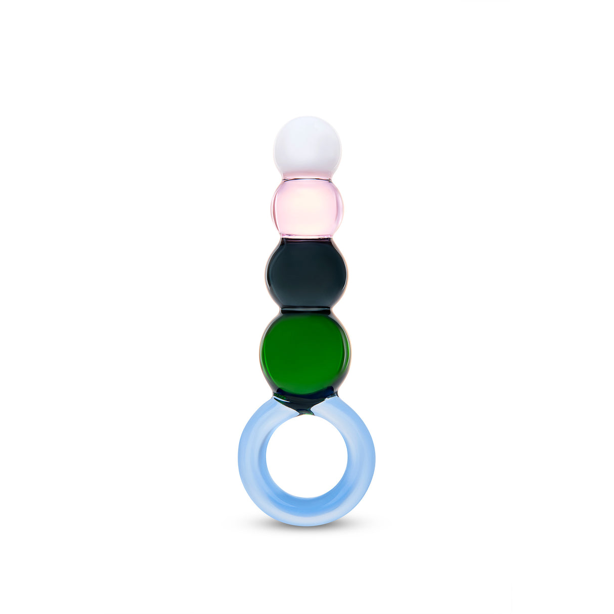 Colorful Beaded Glass Anal Plug  with different colored beads on a white background