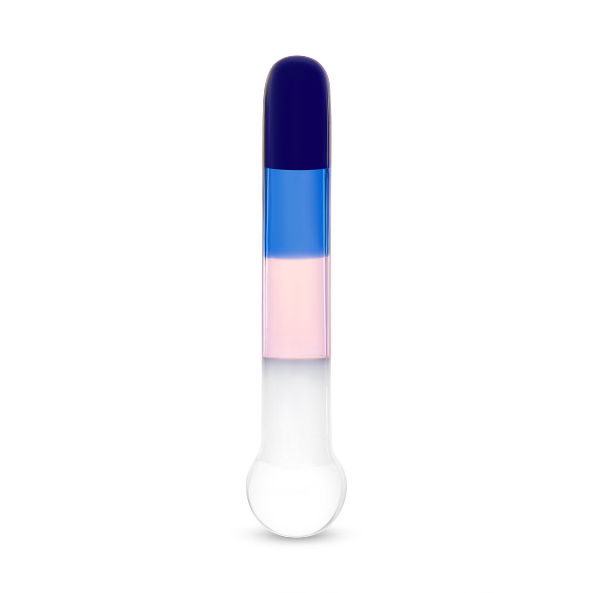 7" Electric Duskd dildo with a gradient from blue to pink on a white background