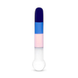 7" Electric Duskd dildo with a gradient from blue to pink on a white background