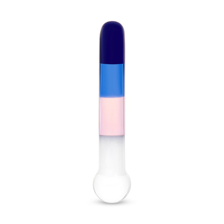 7" Electric Duskd dildo with a gradient from blue to pink on a white background