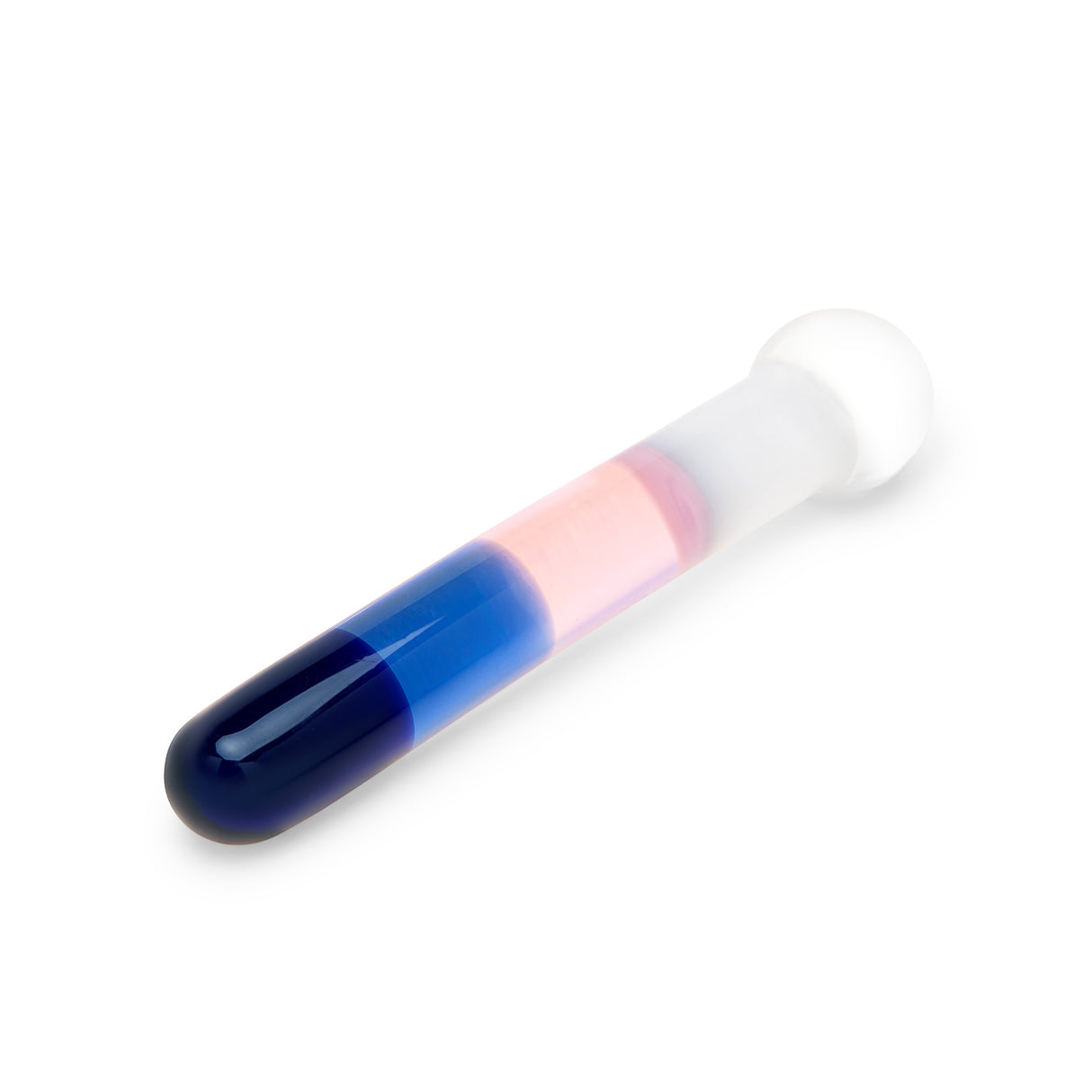 Gradient-colored dildo on a white background