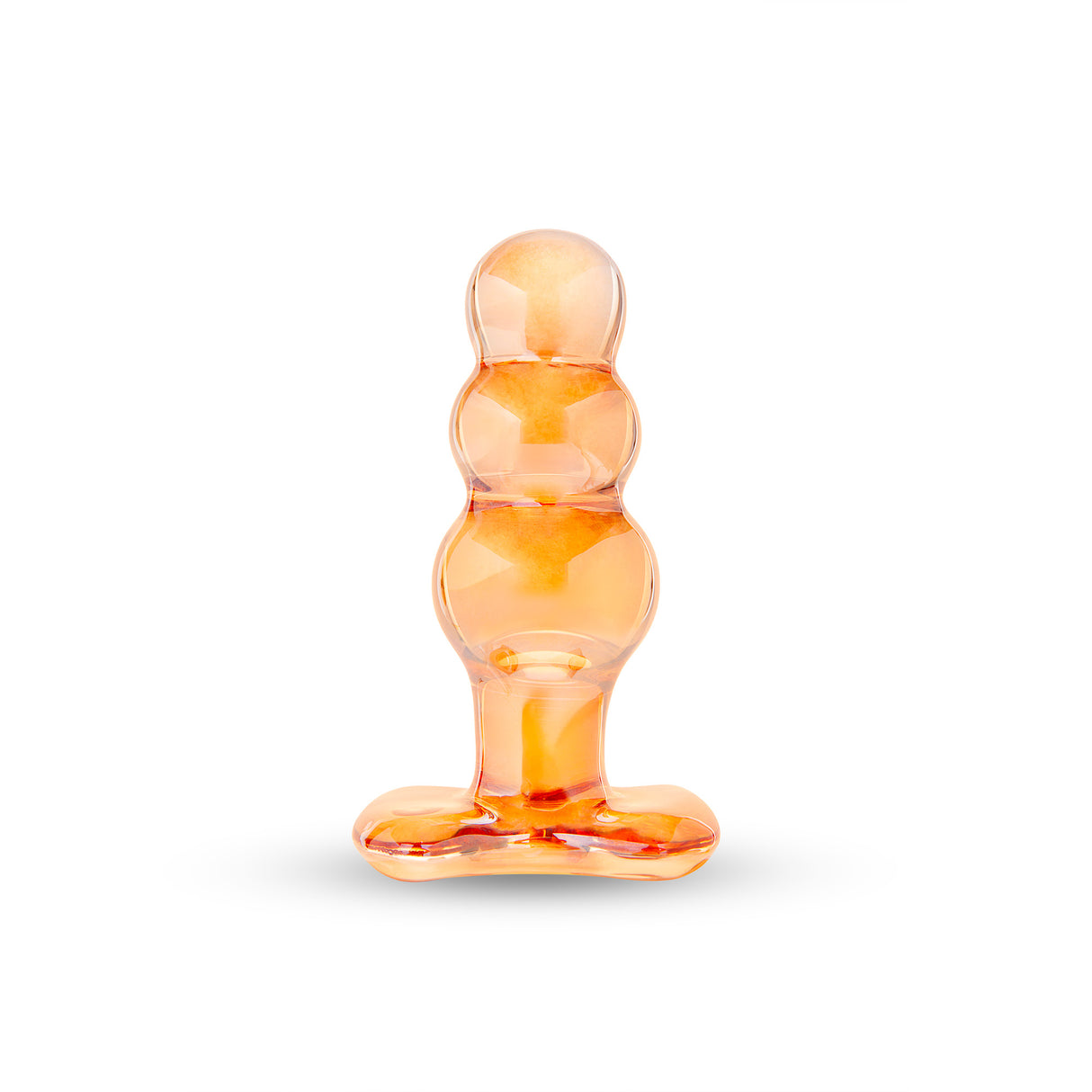 Orange glass anal bead plug on a white background