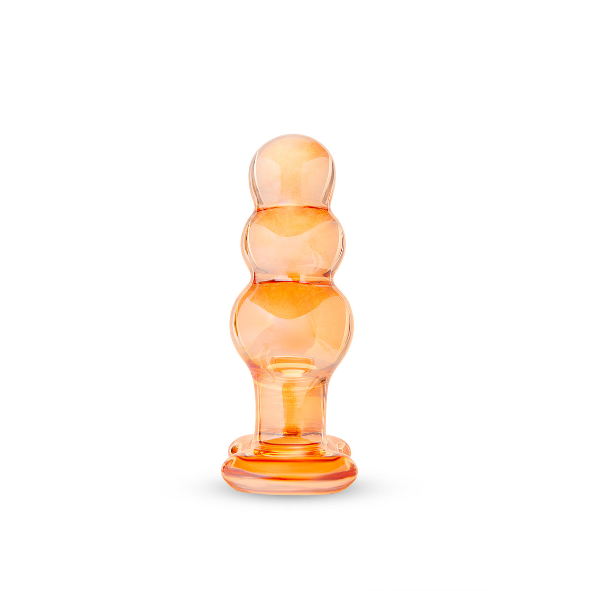 Orange glass anal bead plug on a white background