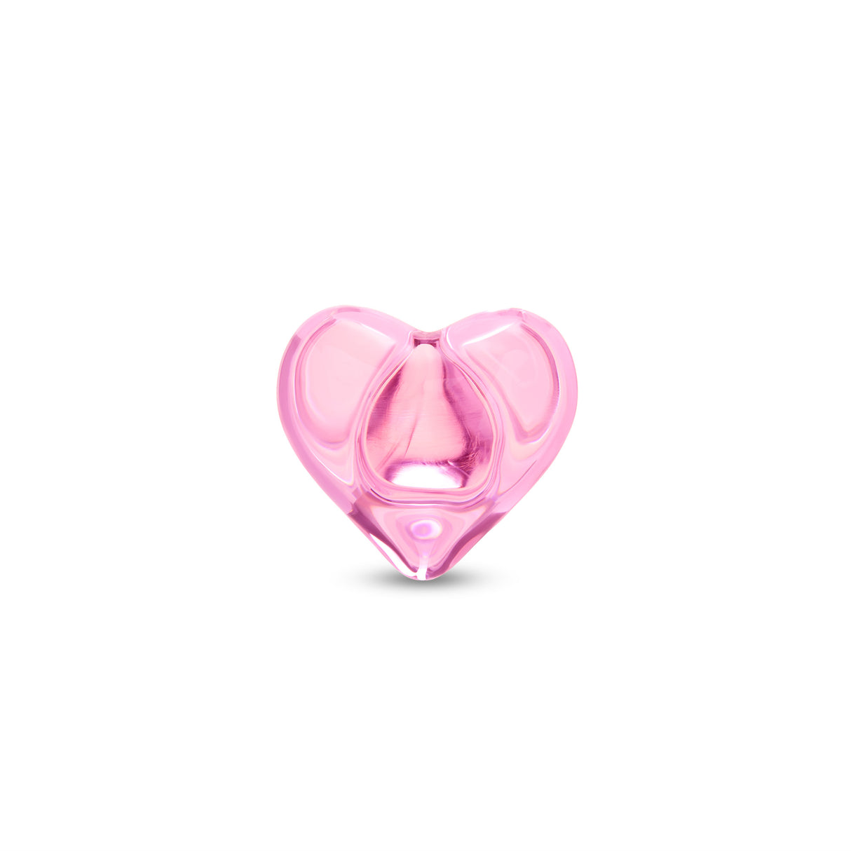 Pink heart-shaped butt plug base on a white background