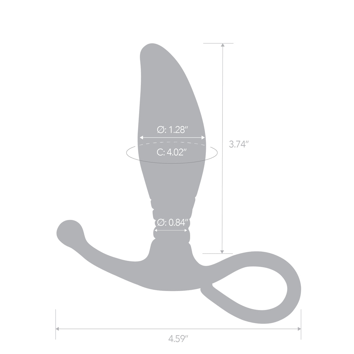 Gray item with measurement details on a white background