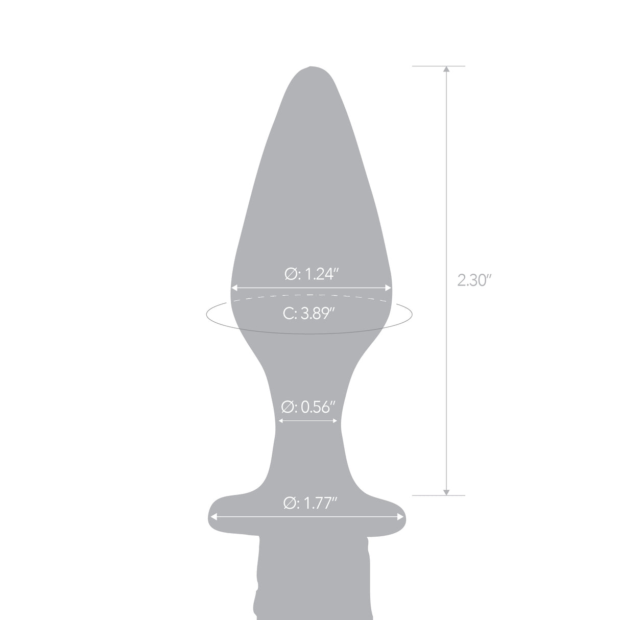 Measurement chart of a gray object with dimensions labeled