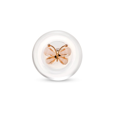 Butterfly-shaped anal plug base with rose gold accents on a white background