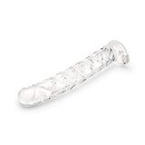 Clear Textured Glass Dildo on a white background