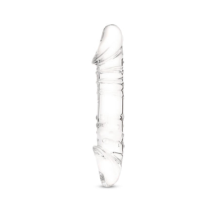Clear Dual-Ended Glass Dildo on a white background