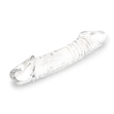 Clear Dual-Ended Glass Dildo on a white background