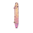 Multicolored Girthy Dual-Ended Glass Dildo featuring realistic rounded tips at both ends on a white background