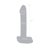 Gray measurement chart with dimensions on a white background