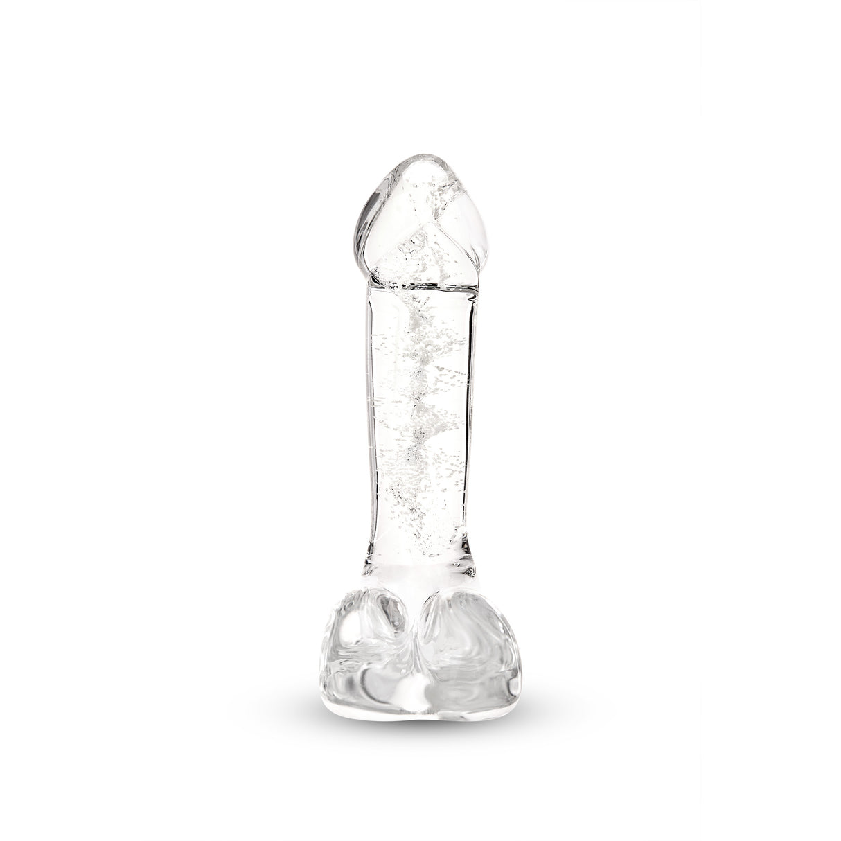 Glow-in-the-Dark lifelike Glass Dildo with swirl pattern  on a white background
