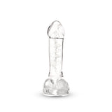 Glow-in-the-Dark lifelike Glass Dildo with swirl pattern  on a white background