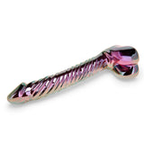 Iridescent Glass Dildo with smooth tip, fully rigged shaft on a white background