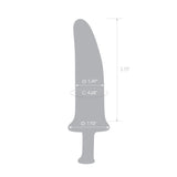 dildo with measurements on a white background