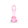 Pink Rosebud Glass Butt Plug on a white background