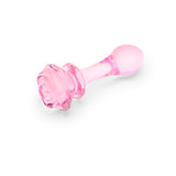 Pink Rosebud Glass Butt Plug  on a white background