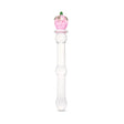 Strawberry Base Glass dildo featuring a rounded tip and a beaded mid-shaft body  on a white background