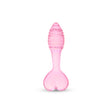 Pink Heart Base Ridged Plug featuring a tapered tip and ridget shaft on a white background