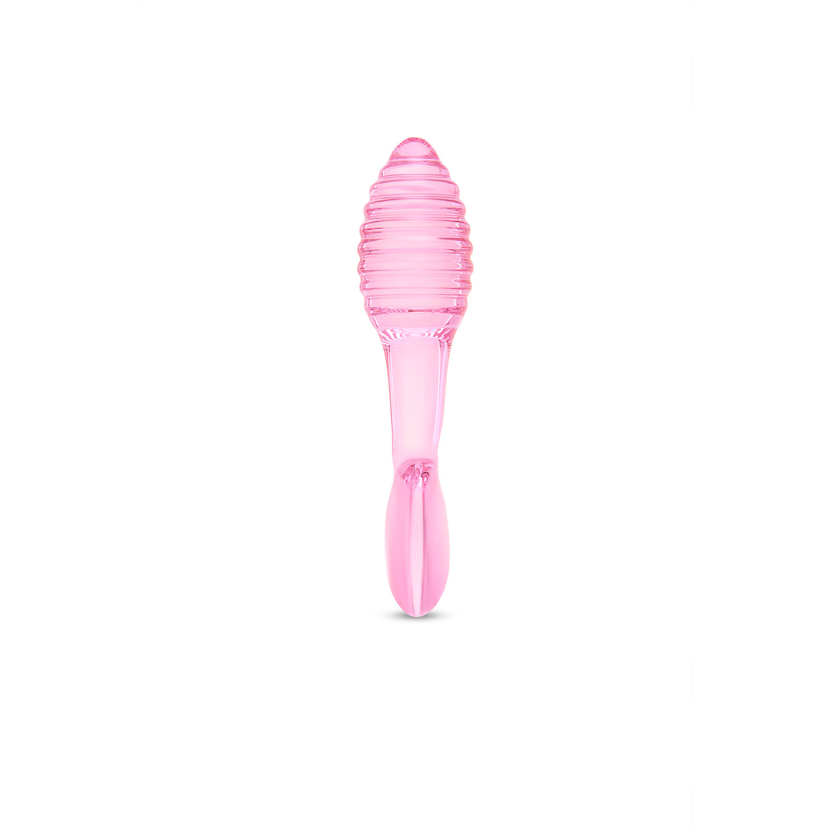 Pink Heart Base Ridged Plug featuring a tapered tip and ridget shaft on a white background