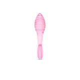Pink Heart Base Ridged Plug featuring a tapered tip and ridget shaft on a white background