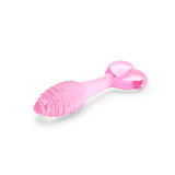 Pink Heart Base Ridged Plug featuring a tapered tip and ridget shaft on a white background
