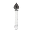 textured glass dildo with a nubbed shaft and secure spade base on a white background