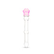 Beaded Shaft & Pink Flower Base Glass Dildo on a white background