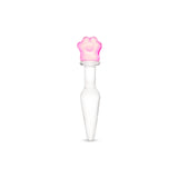 Glass anal plug with slim shaft, tapered tip, and a secure pink flower base on a white background