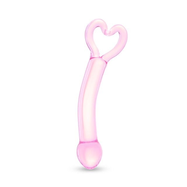 Pink Curved G-Spot Glass dildo  on a white background
