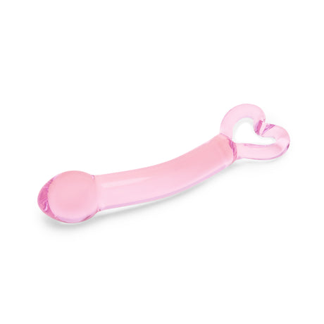 Pink Curved G-Spot Glass dildo  on a white background
