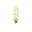 Glass anal plug featuring a rippled shaft and a jack-o-lantern pumpkin-shaped base on a white background