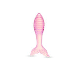 Pink Mermaid Tail - Ridged Glass Anal Plug on a white background
