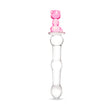 Beaded Glass Dildo with pink cat base on a white background