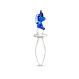 Unicorn Handle Glass Plug against a white background